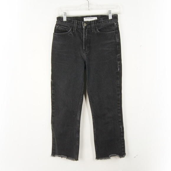 Vintage American Apparel Indie Sleaze Black Dark Grey Denim Crop Jeans - Picture 1 of 4